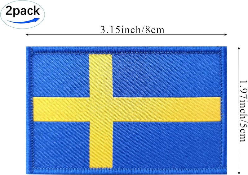 QQSD Sweden Flag Patch Swedish Tactical Patch - Hook and Loop Fastener, 2 Pack - Image 3
